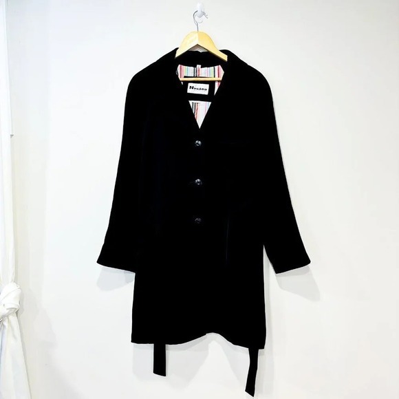 Peter Nygard Jackets & Blazers - NYGARD‎ COLLECTION Black Button Front Belted Trench Coat Large